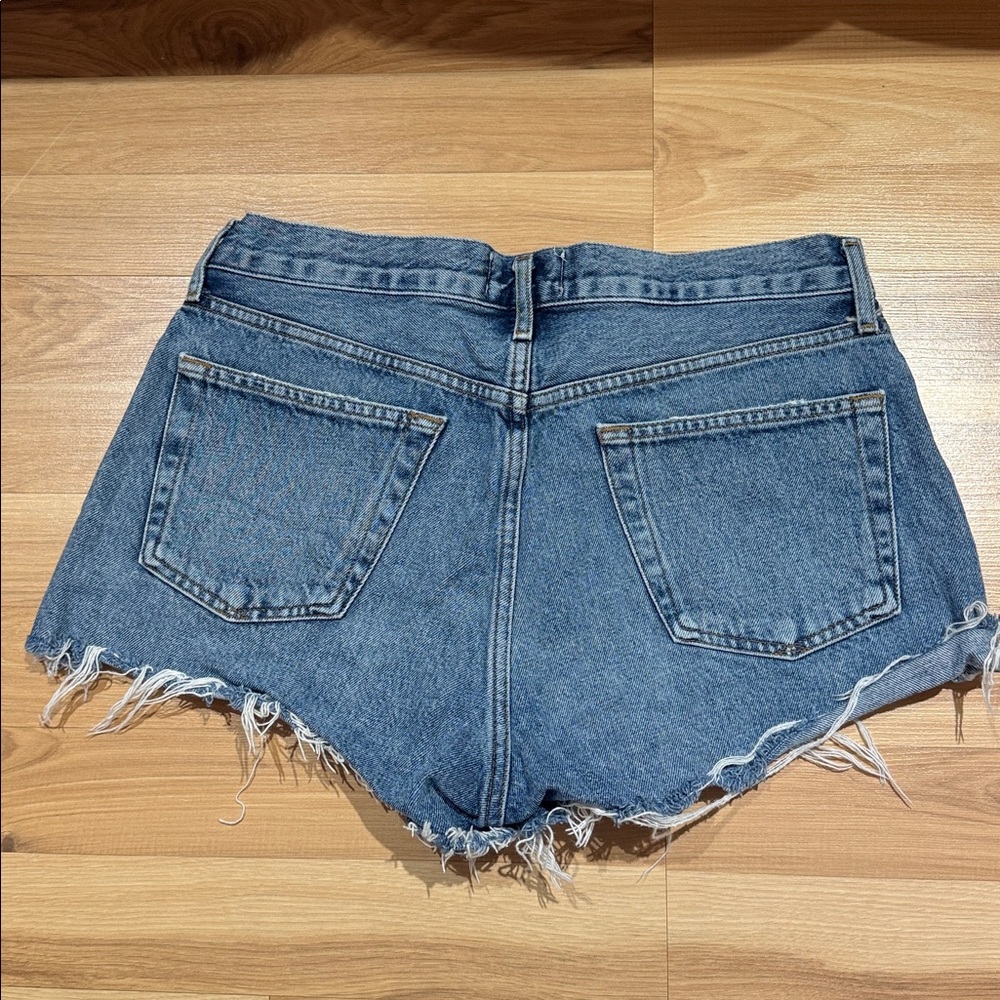 Agolde Distressed Blue Jean Shorts - Picture 7 of 8